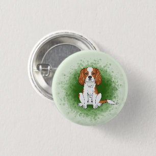 Blenheim Cavalier King Charles Spaniel On Green 3 Cm Round Badge