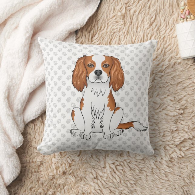 Blenheim Cavalier King Charles Spaniel & Paws Cushion (Blanket)
