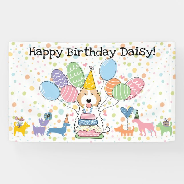 Blenheim Cockapoo Cavapoo Dog Birthday Party Banner (Horizontal)