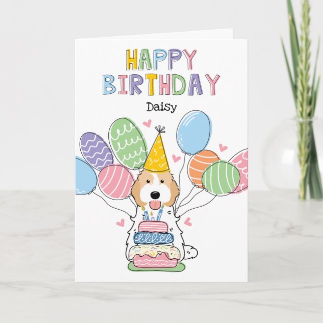 Blenheim Cockapoo Cavapoo Dog Happy Birthday Card (Front)