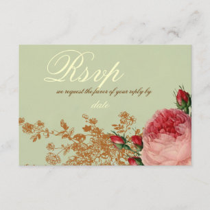 Blenheim Rose- Elegant Sage Green RSVP Invitation