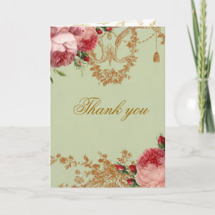 Blenheim Rose - Elegant Sage Green Thank You Card