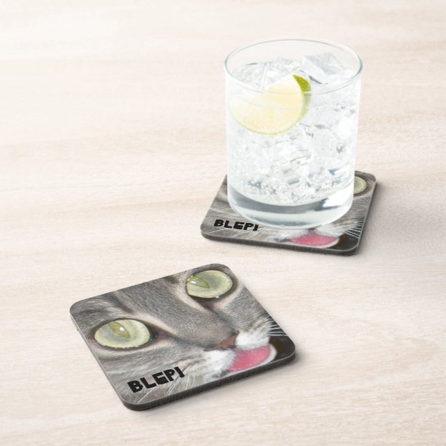 Blep Cat tounge Stickers Coaster (Right Side)