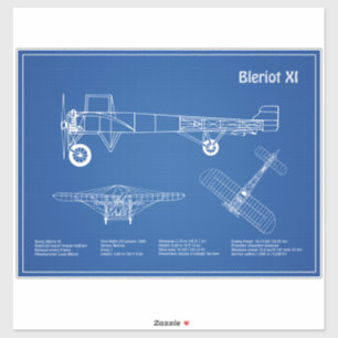 Bleriot XI - Aeroplane Blueprint Drawing Plans AD