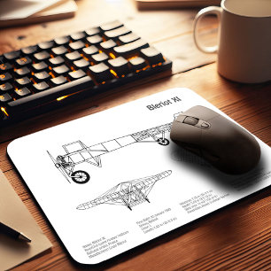 Bleriot XI - Aeroplane Blueprint Drawing Plans BD Mouse Pad