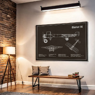 Bleriot XI - Aeroplane Blueprint Drawing Plans PD Poster