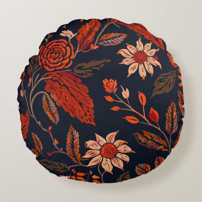 Blerta 3 - Floral Pattern Round Cushion (Front)