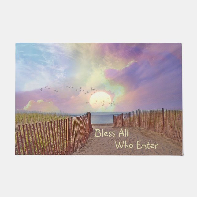 Bless All Who Enter Seashore Doormat (Front)