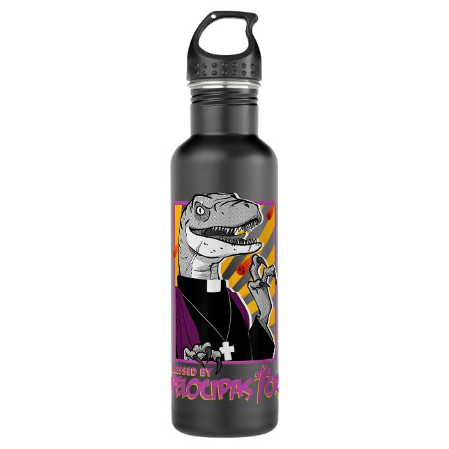 Bless By Velocipastor, Cool Dinosaur Parish Priest 710 Ml Water Bottle (Front)