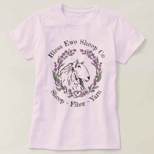 Bless Ewe Sheep Co - Lavender Sheep Logo T-Shirt (Design Front)