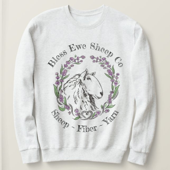 Bless Ewe Sheep Co - Lavender Sheep Logo T-Shirt Sweatshirt (Design Front)