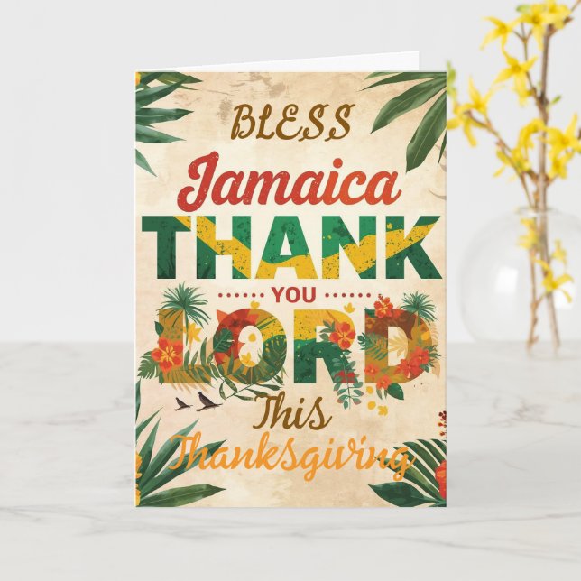Bless Jamaica thanksgiving Card (Yellow Flower)