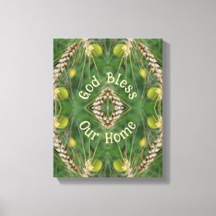 Bless Our Home Dried Grass Abstract Canvas Print