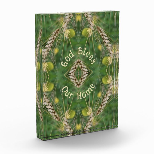 Bless Our Home Dried Grass Abstract Photo Block (Left)