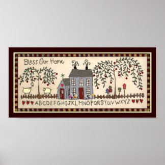 BLESS OUR HOME~Primitive Rustic Home Decor Art