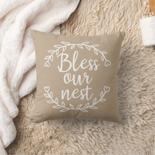 Bless Our Nest Farmhouse Beige Accent Pillow