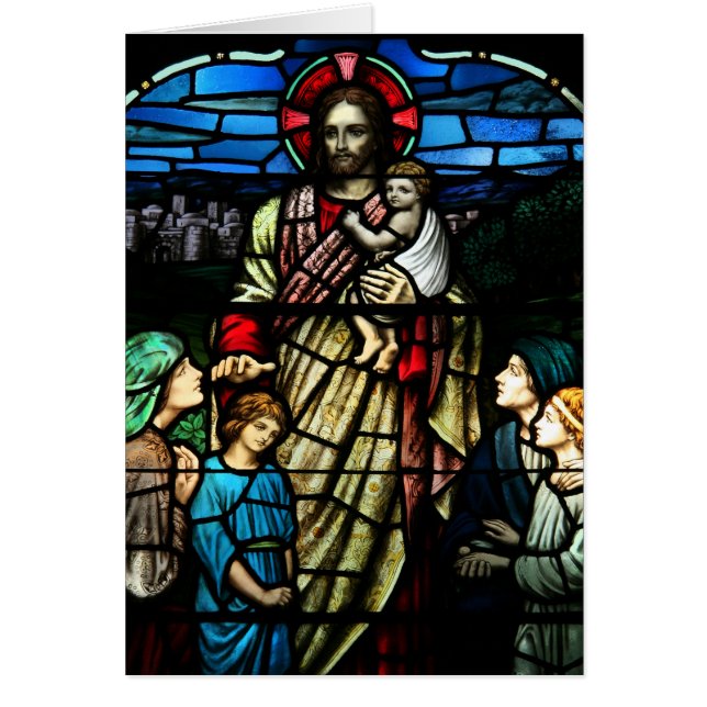 Bless the Children Stained Glass Card (Front)