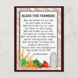 Bless the Farmers poem postcard