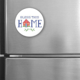 Bless This Home Cross Stitch Embroidery Magnet