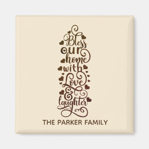Bless This Home Love And Laughter Personalised Magnet