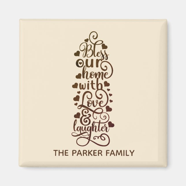Bless This Home Love And Laughter Personalised Magnet (Front)