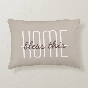 Bless This Home Quote Tan Customise Decorative Cushion