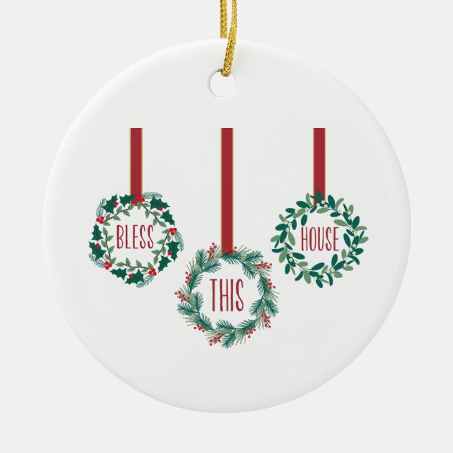 Bless This House Ceramic Tree Decoration (Front)