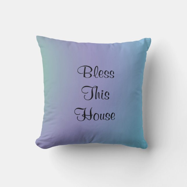 Bless This House, Peace, Violet Blue Square Cushion (Front)