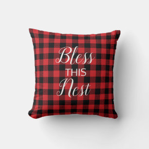 Bless this Nest Buffalo Check Pillow