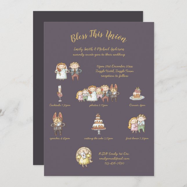 Bless This Union - Cute Wedding Invite/Program Invitation (Front/Back)