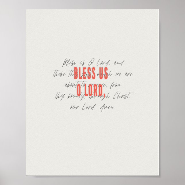 Bless us, Oh Lord, Grace Before Meals Prayer Poste Poster (Front)