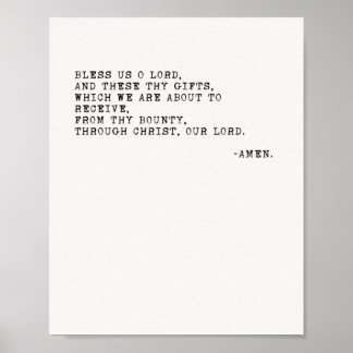 Bless us, Oh Lord, Grace Before Meals Prayer Poste Poster
