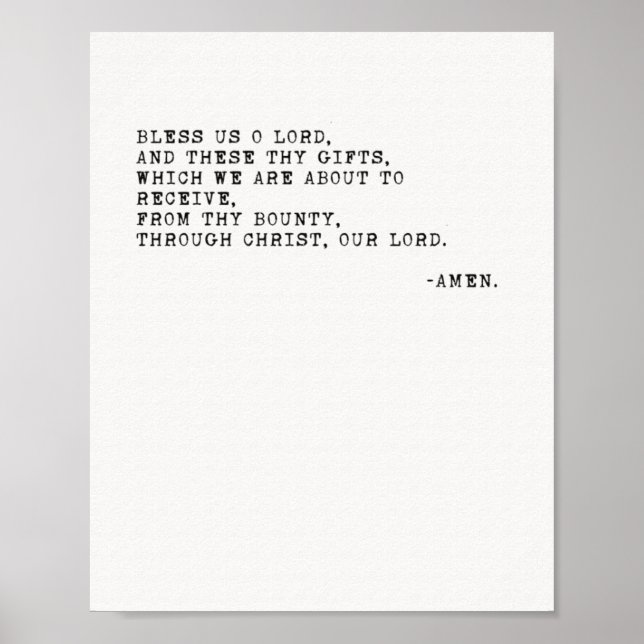 Bless us, Oh Lord, Grace Before Meals Prayer Poste Poster (Front)