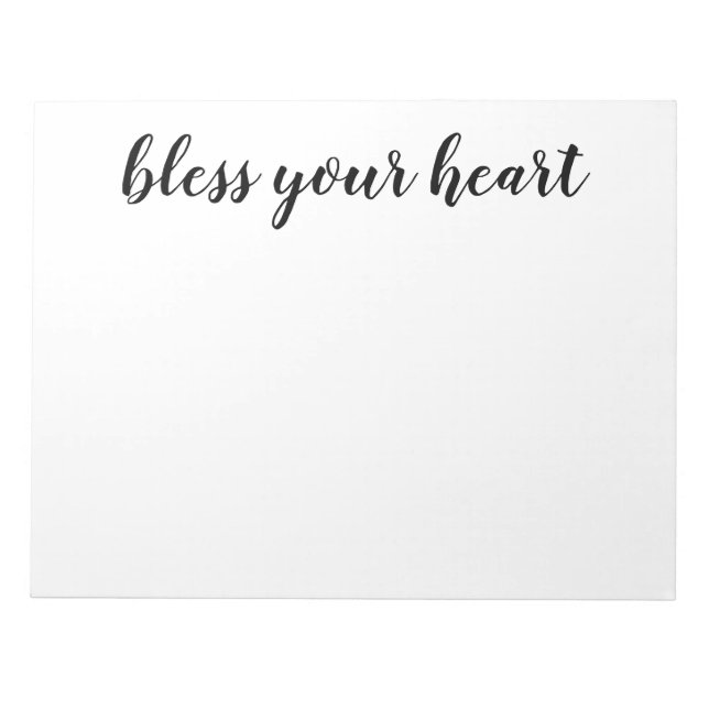 Bless Your Heart Black Script Notepad (Front)