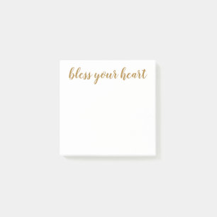 Bless Your Heart Gold Script Post-it Notes