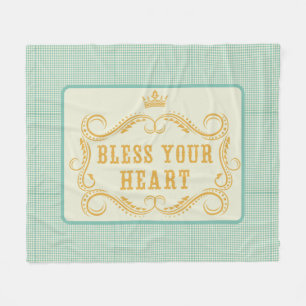Bless Your Heart Southern Quote Gingham Fleece Blanket