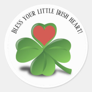 Bless Your Little Irish Heart Shamrock Classic Round Sticker