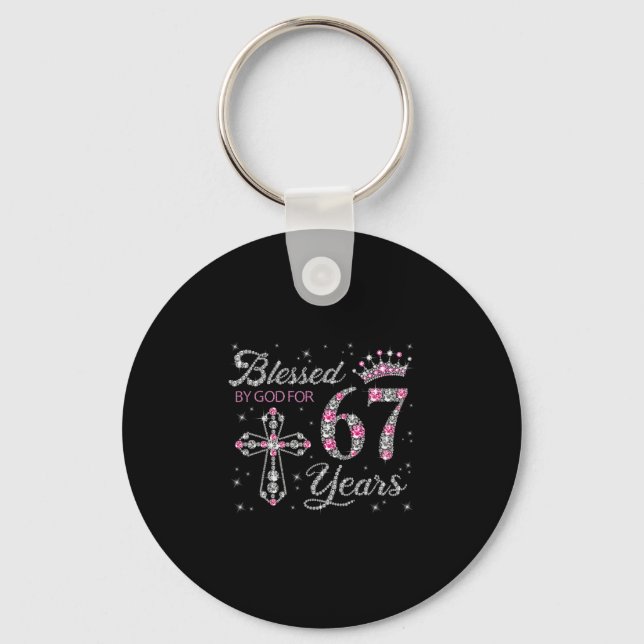Blessed 67 Years 67 Six Seven Meme  Key Ring (Front)