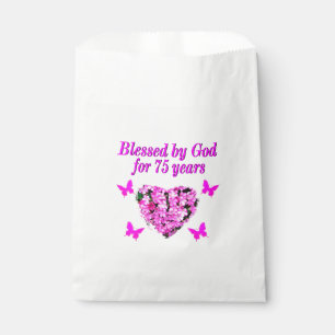 BLESSED 75TH BIRTHDAY FLORAL DESIGN FAVOUR BAGS