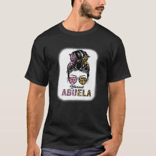 Blessed Abuela Leopard Messy Bun Abuela Mothers Da T-Shirt