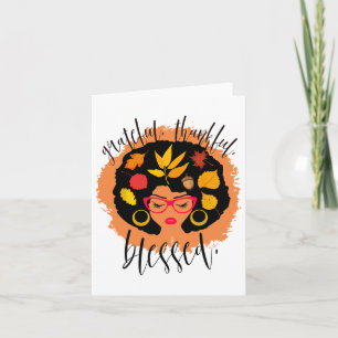 Blessed African American Thanksgiving Black Woman  Card