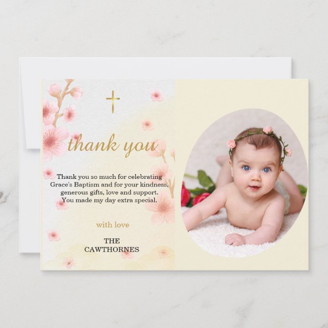 "Blessed and Baptised: A Day to Remember" Thank You Card (Front)