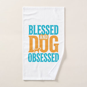Blessed And Dog Obsessed Vintage Dog Lover Design_ Hand Towel