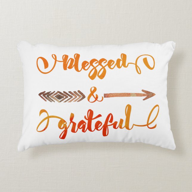 blessed and grateful thanksgiving decorative cushion (Front)