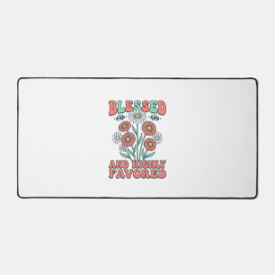 Blessed and Highly Favored Floral Vintage Design_1 Desk Mat