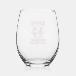 Blessed and Highly Favored Floral Vintage Design_1 Stemless Wine Glass