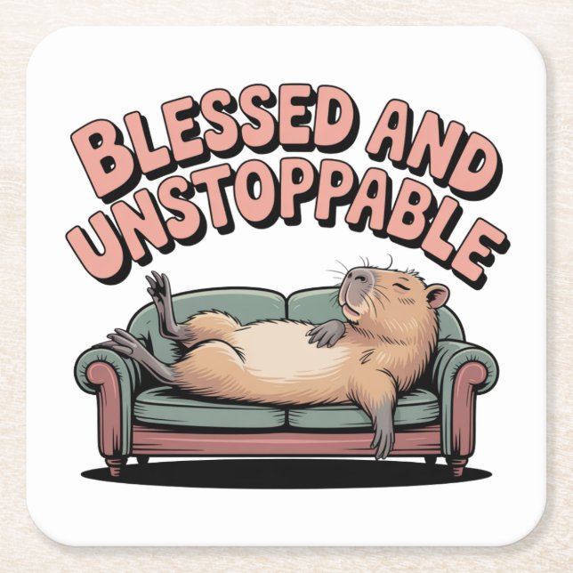 Blessed And Unstoppable Square Paper Coaster (Front)