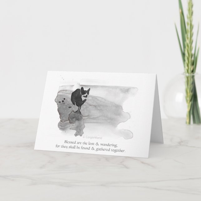 Blessed Are the Lost & Wandering" Corgi Beatitude Card (Front)