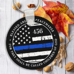 Blessed Are The Peacemakers Personalized Police Key Ring<br><div class="desc">Blessed are the Peacemakers, for they shall be called children of God. Personalized Thin Blue Line Keychain for police officers and law enforcement . Personalize with police officer's badge number. This personalized police prayer keychain is perfect for police academy graduation gifts to newly graduated officers, or police retirement gifts or...</div>