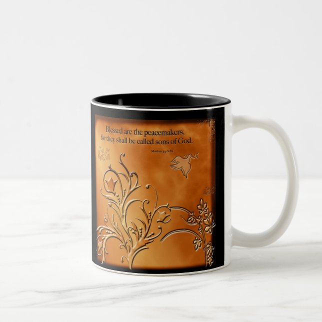 Blessed are the Peacemakers Two-Tone Coffee Mug (Right)